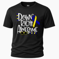 Down Right Awesome Down Syndrome Awareness Ribbon Cooling Performance Crew T-Shirt