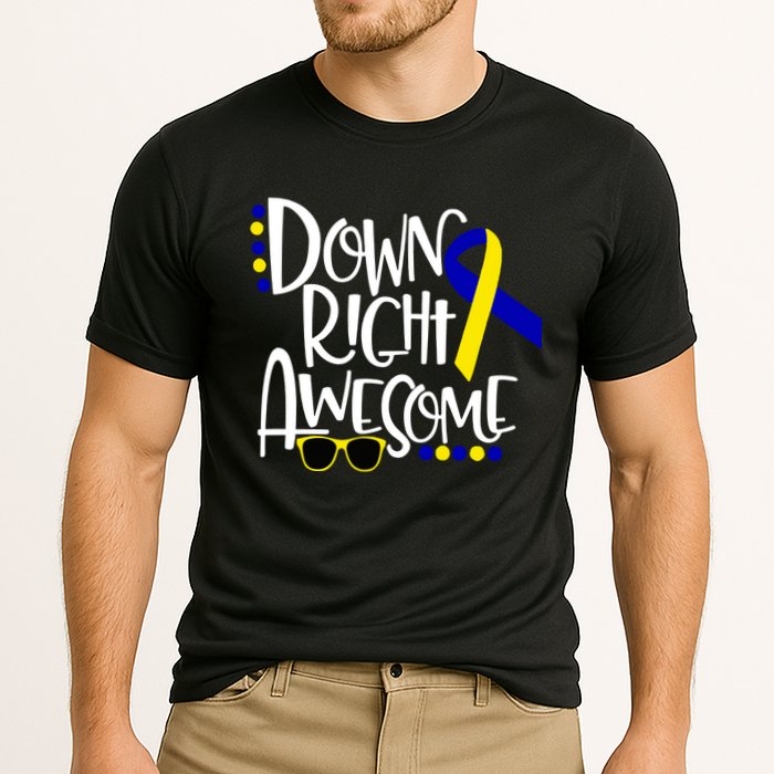 Down Right Awesome Down Syndrome Awareness Ribbon Cooling Performance Crew T-Shirt