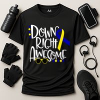Down Right Awesome Down Syndrome Awareness Ribbon Cooling Performance Crew T-Shirt