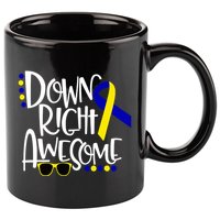 Down Right Awesome Down Syndrome Awareness Ribbon 11oz C Handle Ceramic Mug