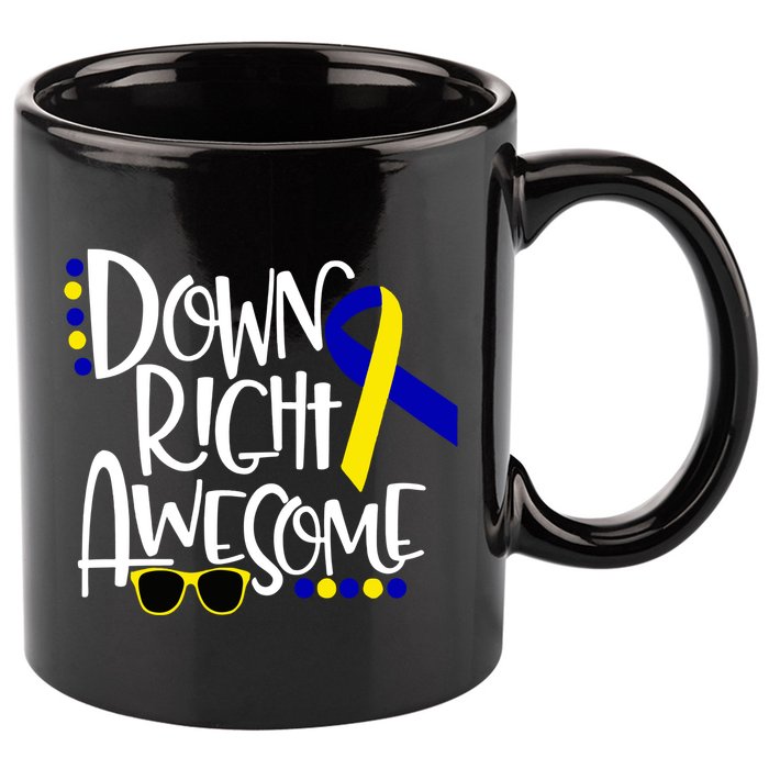 Down Right Awesome Down Syndrome Awareness Ribbon 11oz C Handle Ceramic Mug