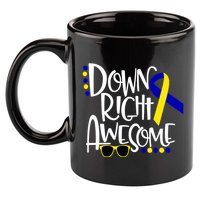 Down Right Awesome Down Syndrome Awareness Ribbon 11oz C Handle Ceramic Mug