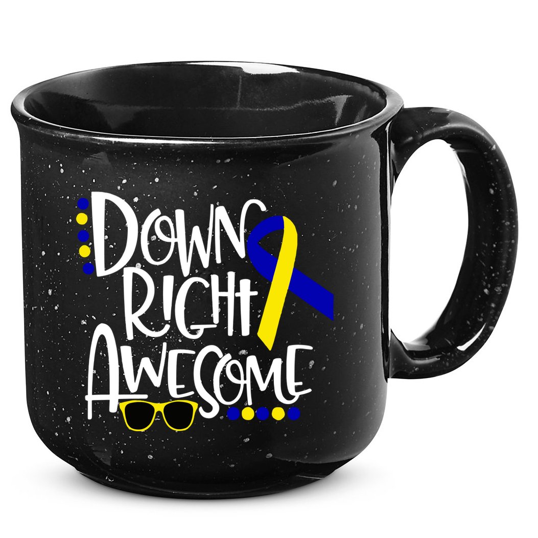 Down Right Awesome Down Syndrome Awareness Ribbon 15oz Campfire Ceramic Mug