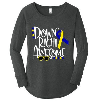 Down Right Awesome Down Syndrome Awareness Ribbon Women's Perfect Tri Tunic Long Sleeve Shirt