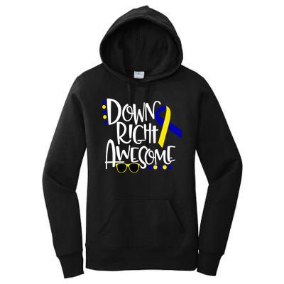 Down Right Awesome Down Syndrome Awareness Ribbon Women's Pullover Hoodie