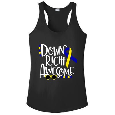 Down Right Awesome Down Syndrome Awareness Ribbon Ladies PosiCharge Competitor Racerback Tank