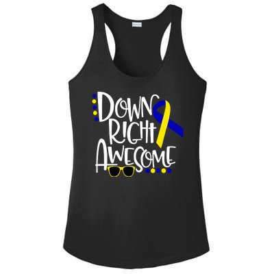 Down Right Awesome Down Syndrome Awareness Ribbon Ladies PosiCharge Competitor Racerback Tank