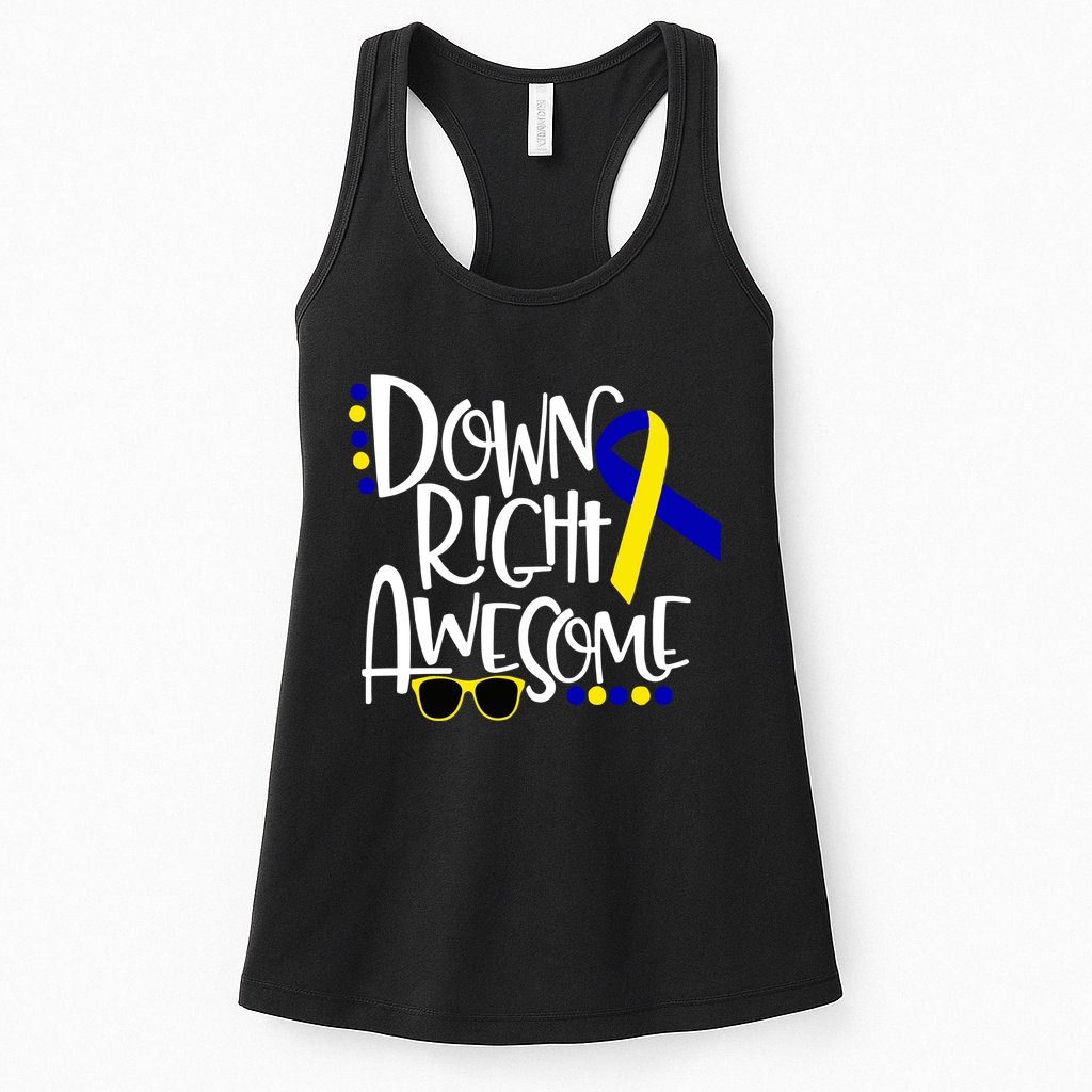 Down Right Awesome Down Syndrome Awareness Ribbon Womens Tank Top