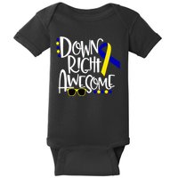 Down Right Awesome Down Syndrome Awareness Ribbon Baby Bodysuit