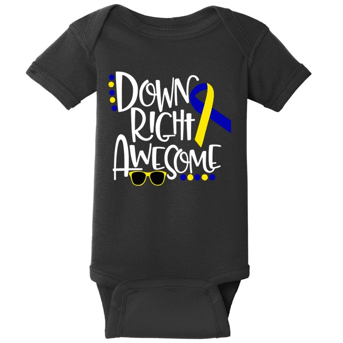 Down Right Awesome Down Syndrome Awareness Ribbon Baby Bodysuit
