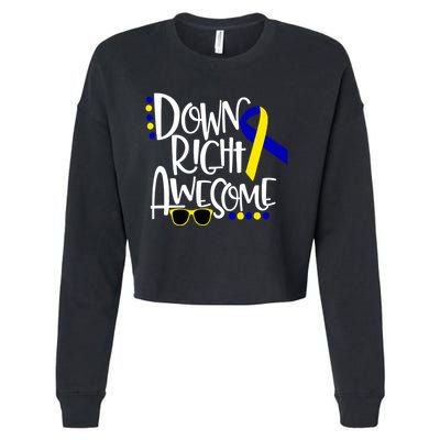 Down Right Awesome Down Syndrome Awareness Ribbon Cropped Pullover Crew