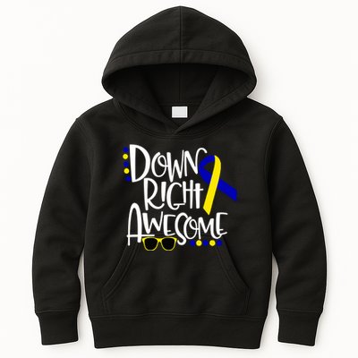 Down Right Awesome Down Syndrome Awareness Ribbon Kids Hoodie