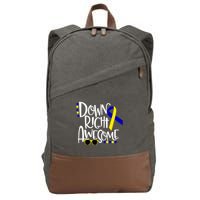 Down Right Awesome Down Syndrome Awareness Ribbon Cotton Canvas Backpack