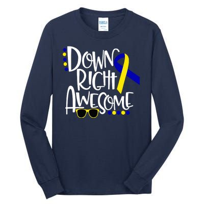 Down Right Awesome Down Syndrome Awareness Ribbon Tall Long Sleeve T-Shirt