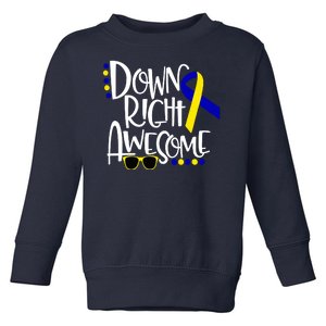 Down Right Awesome Down Syndrome Awareness Ribbon Toddler Sweatshirt