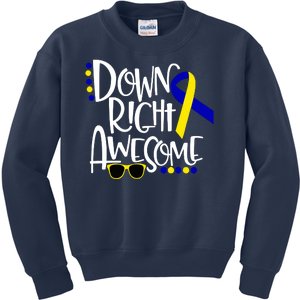 Down Right Awesome Down Syndrome Awareness Ribbon Kids Sweatshirt