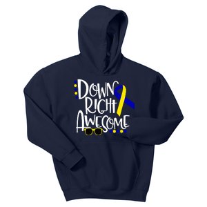 Down Right Awesome Down Syndrome Awareness Ribbon Kids Hoodie