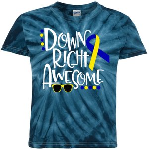 Down Right Awesome Down Syndrome Awareness Ribbon Kids Tie-Dye T-Shirt