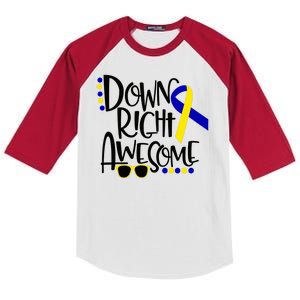 Down Right Awesome Down Syndrome Awareness Ribbon Kids Colorblock Raglan Jersey