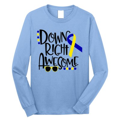 Down Right Awesome Down Syndrome Awareness Ribbon Long Sleeve Shirt