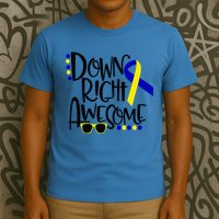 Down Right Awesome Down Syndrome Awareness Ribbon T-Shirt