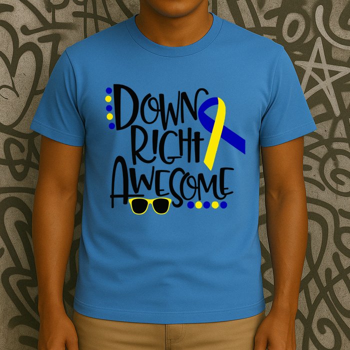 Down Right Awesome Down Syndrome Awareness Ribbon T-Shirt