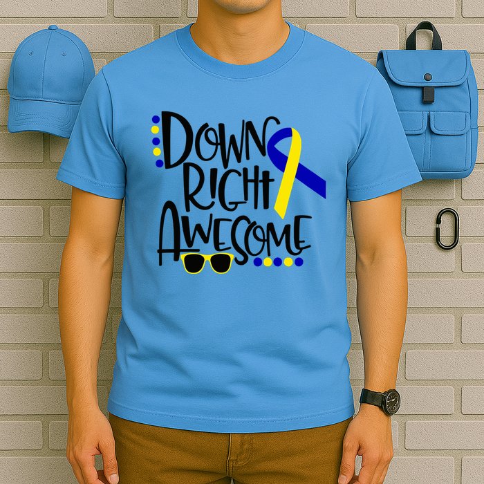 Down Right Awesome Down Syndrome Awareness Ribbon T-Shirt