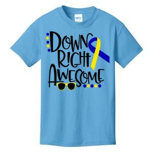 Down Right Awesome Down Syndrome Awareness Ribbon Kids T-Shirt