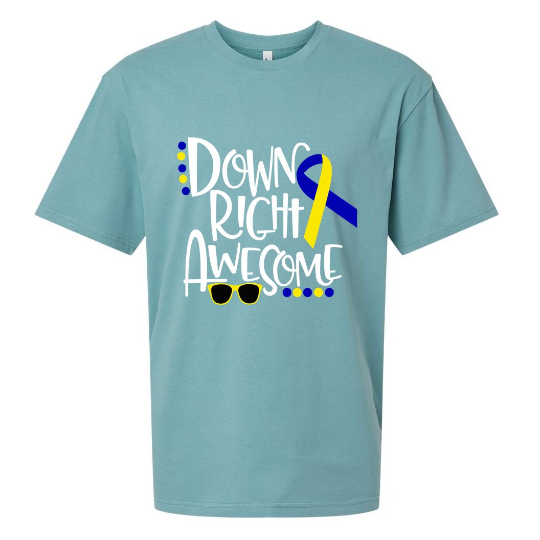 Down Right Awesome Down Syndrome Awareness Ribbon Sueded Cloud Jersey T-Shirt
