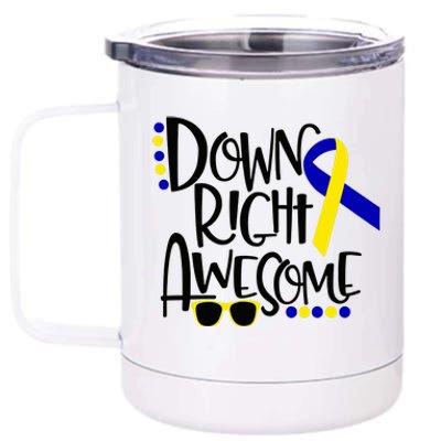 Down Right Awesome Down Syndrome Awareness Ribbon 12 oz Stainless Steel Tumbler Cup