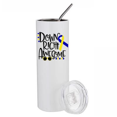 Down Right Awesome Down Syndrome Awareness Ribbon Stainless Steel Tumbler