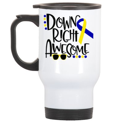 Down Right Awesome Down Syndrome Awareness Ribbon Stainless Steel Travel Mug