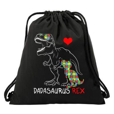 Dadasaurus Rex Autism Awareness Proud Dad Father's Day Drawstring Bag