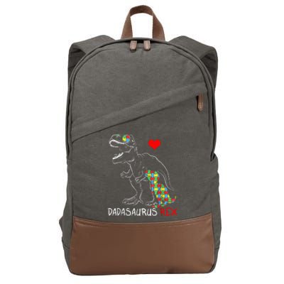 Dadasaurus Rex Autism Awareness Proud Dad Father's Day Cotton Canvas Backpack