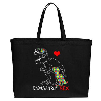 Dadasaurus Rex Autism Awareness Proud Dad Father's Day Cotton Canvas Jumbo Tote