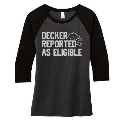 Decker Reported As Eligible Women's Tri-Blend 3/4-Sleeve Raglan Shirt