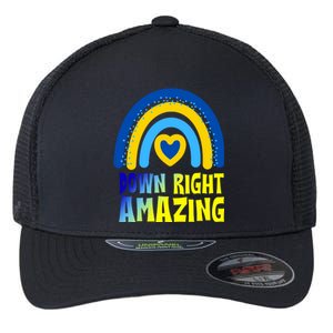 Down Right Amazing Rainbow Down Syndrome Awareness Flexfit Unipanel Trucker Cap