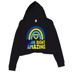 Down Right Amazing Rainbow Down Syndrome Awareness Crop Fleece Hoodie