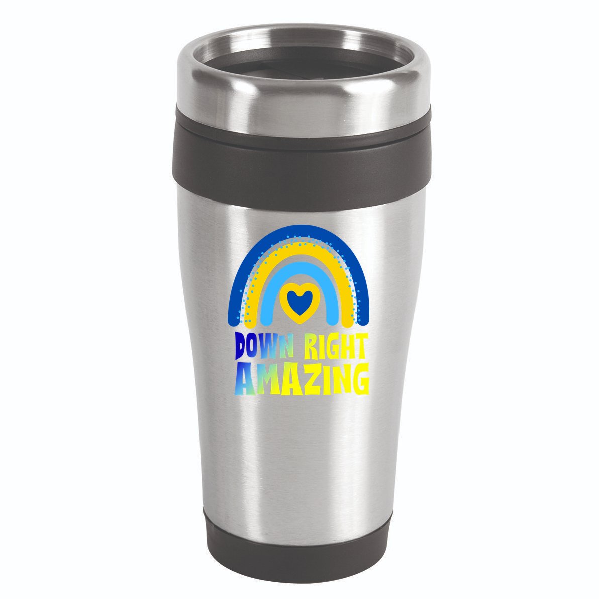 Down Right Amazing Rainbow Down Syndrome Awareness 16oz Travel Tumbler