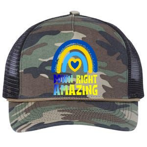 Down Right Amazing Rainbow Down Syndrome Awareness Retro Rope Trucker Hat Cap