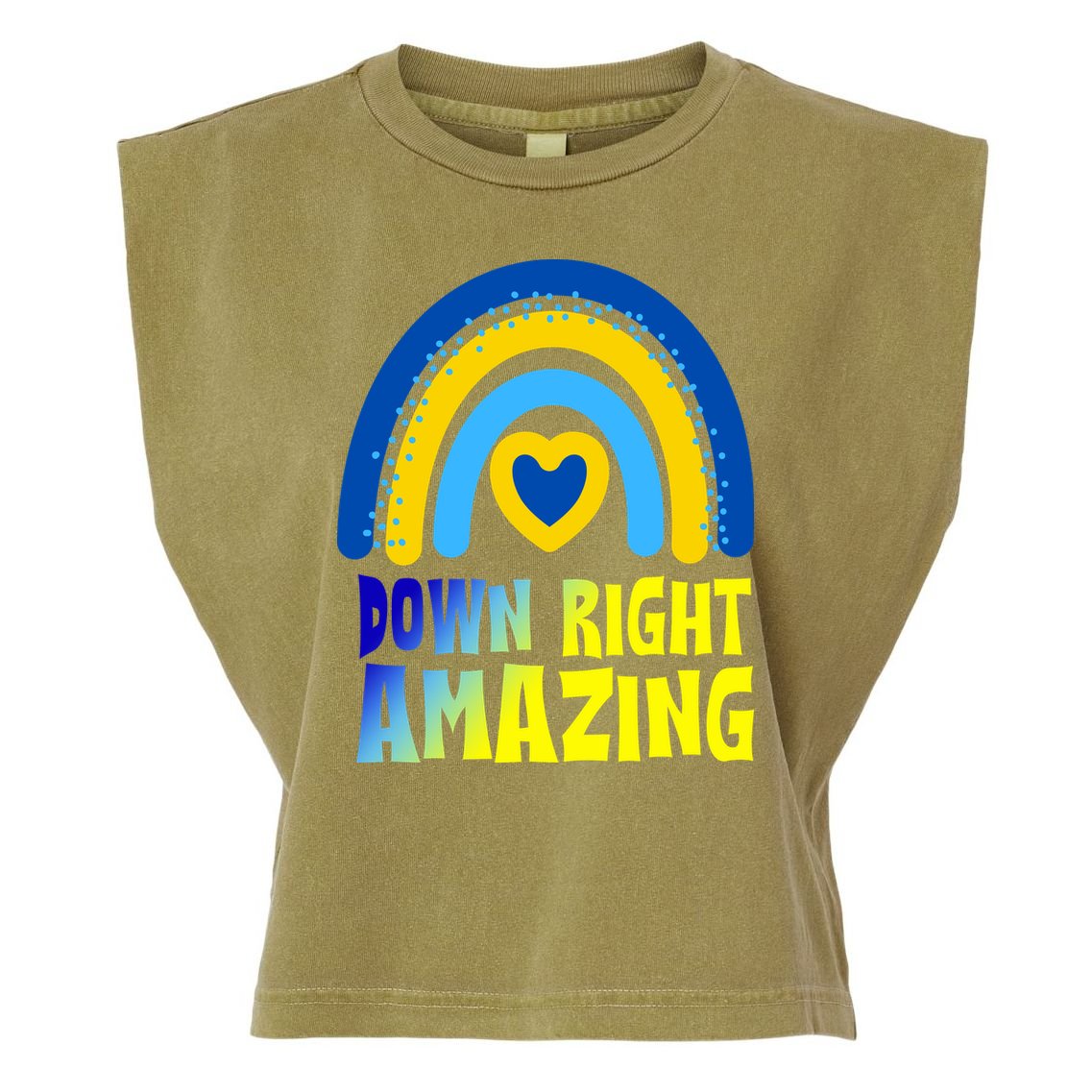 Down Right Amazing Rainbow Down Syndrome Awareness Garment-Dyed Women's Muscle Tee