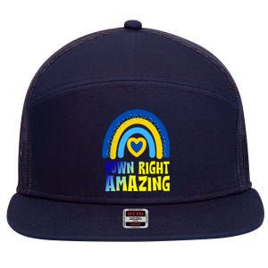 Down Right Amazing Rainbow Down Syndrome Awareness 7 Panel Mesh Trucker Snapback Hat