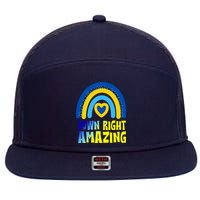 Down Right Amazing Rainbow Down Syndrome Awareness 7 Panel Mesh Trucker Snapback Hat