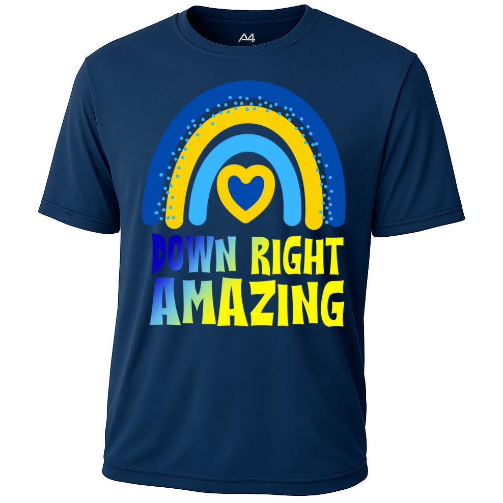 Down Right Amazing Rainbow Down Syndrome Awareness Cooling Performance Crew T-Shirt