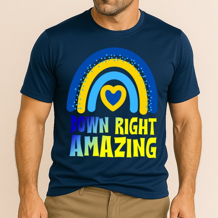 Down Right Amazing Rainbow Down Syndrome Awareness Cooling Performance Crew T-Shirt