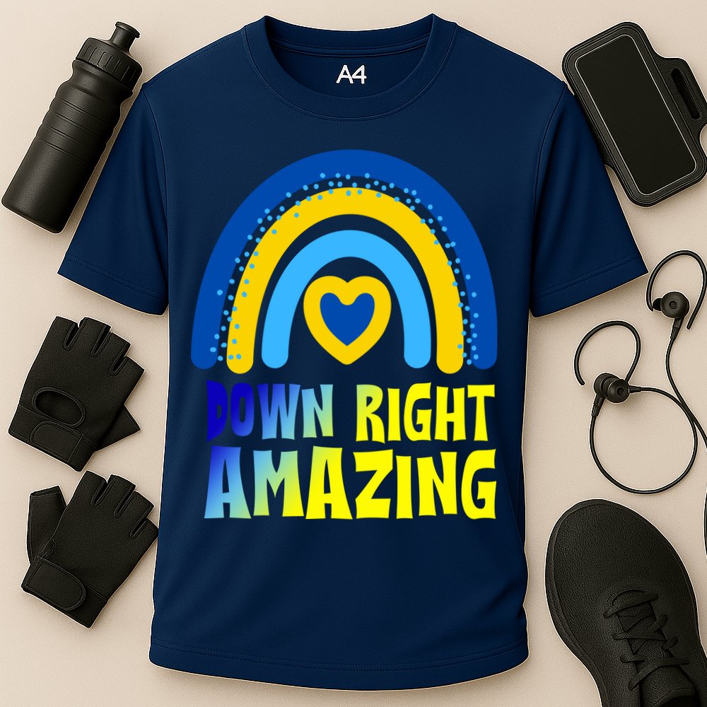 Down Right Amazing Rainbow Down Syndrome Awareness Cooling Performance Crew T-Shirt