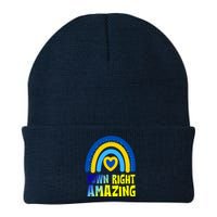 Down Right Amazing Rainbow Down Syndrome Awareness Knit Cap Winter Beanie