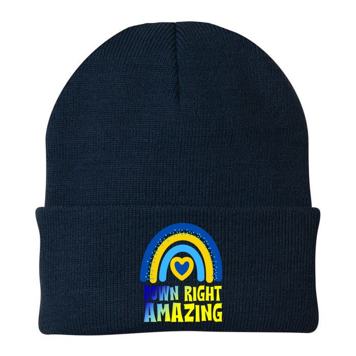 Down Right Amazing Rainbow Down Syndrome Awareness Knit Cap Winter Beanie