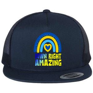 Down Right Amazing Rainbow Down Syndrome Awareness Flat Bill Trucker Hat