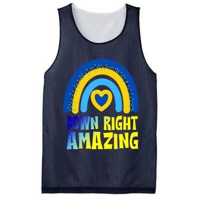 Down Right Amazing Rainbow Down Syndrome Awareness Mesh Reversible Basketball Jersey Tank